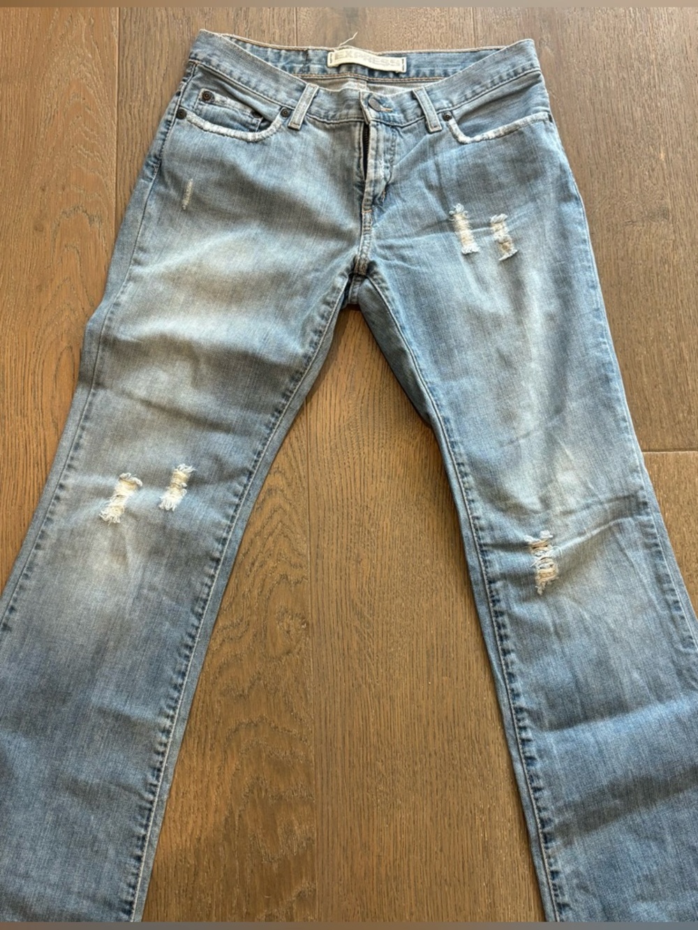 Express Vintage Light Wash Distressed Jeans Size 2 Y2K Denim